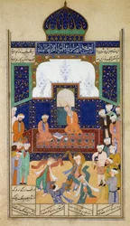 Derwische tanzen zur Musik vor ihrem Scheich und einem Schüler, aus dem Khamsah von Prinz Khusrau, Matla al-Anvar, 1485 (890 Hijra)