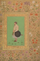 Porträt von Khan Dauran Bahadur Nusrat Jang, Folio aus dem Shah Jahan Album, verso: ca. 1640