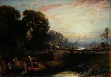 Schleuse bei Sonnenuntergang