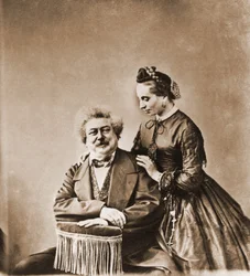 Porträt von Alexandre Dumas père, Schriftsteller 1802-1870 und seine Tochter Marie Dumas 1831-1878