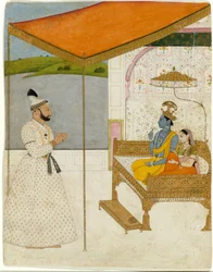 Raja Balwant Singhs Vision von Krishna und Radha, ca. 1745-50
