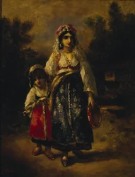 Frau und Mädchen