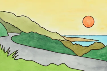 Küstenstraßen Sonnenuntergang