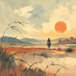 Wüstenreiter bei Sonnenuntergang