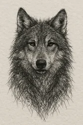 Detaillierte Wolfzeichnung