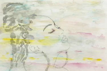 Träumerische Frau Aquarell