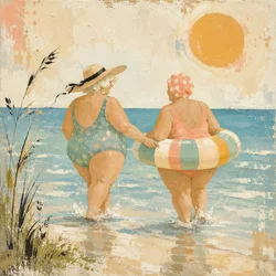 Freudiger Strandspaziergang