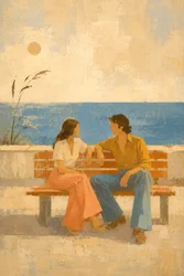 Nostalgisches Paar am Meer