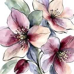 Rosa Aquarellblüten