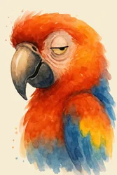Schläfriger Aquarellpapagei