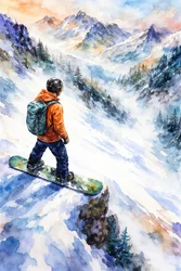 Snowboarder-Bergblick