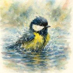 Spritzender Blaumeise Aquarell
