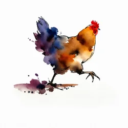 Lebendiges Aquarell Huhn