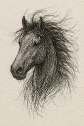 Wilder Pferde-Sketch