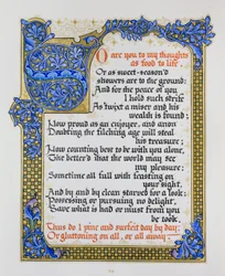 Seite mit Liedern und Sonetten von Shakespeare mit Buchmalerei