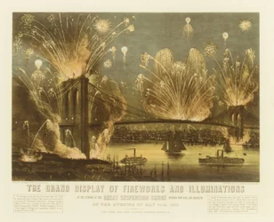 Das große Feuerwerk und die Illuminationen bei der Eröffnung der großen Hängebrücke, 1883.