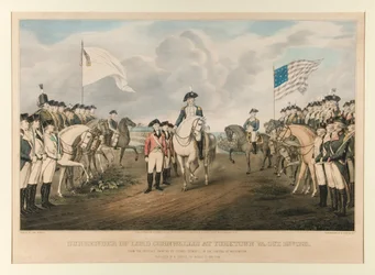 Kapitulation von Cornwallis bei Yorktown, Virginia, 19. Okt. 1781 / Nach dem Originalgemälde von Colonel Trumbull, gemalt von John Trumbull