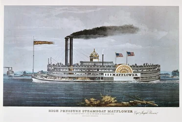 Das Dampfschiff „Mayflower“ auf dem Mississippi