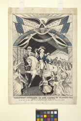 Washingtons Empfang durch die Damen beim Überqueren der Brücke in Trenton
