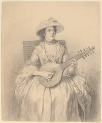 Frau, die eine Zister spielt
