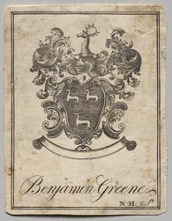 Exlibris: Wappen mit der Inschrift Benjamin Greene