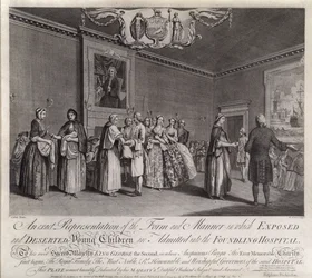 Eine genaue Darstellung der Form und Weise, in der ausgesetzte und verlassene junge Kinder im Findelhaus aufgenommen werden, 1749