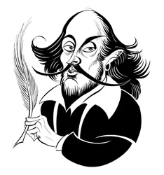 William Shakespeare - Schwarz-Weiß-Karikatur