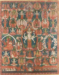 Eine Paubha des elfköpfigen Avalokiteshvara
