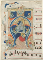 Fragment eines Antiphonars mit historisierter Initiale A: Christus in Majestät, 1308