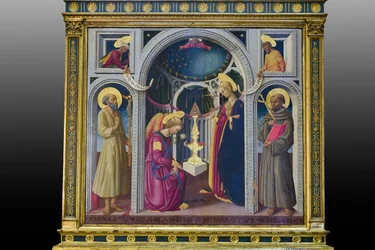 Verkündigung zwischen den Heiligen Franziskus und Hieronymus