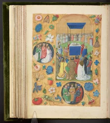 Add. 17280, f.77v, Die Anbetung des mystischen Lammes, aus den Stunden von Philipp dem Schönen, ca. 1495