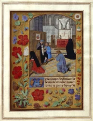 Fasten und Beten in der Kirche, Illustration aus einem 