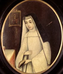 Frances Justina Huddleston (1708-87) im Habit einer Nonne des Ordens der Augustiner-Chorfrauen im englischen Kloster in Brügge, ca. 1727