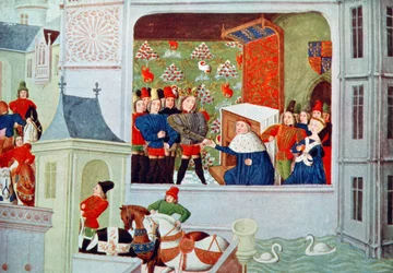 Interview von Richard II. und dem Herzog von Gloucester im Schloss Pleshy, aus 