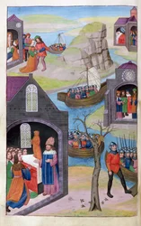 Heenbas Traum. Paris und Helena. Calchas erklärt das Wunder, aus Metamorphosen 12 von Ovid, 1479