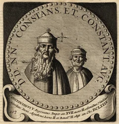 Porträt der byzantinischen Kaiser Constans II. und Konstantin IV.