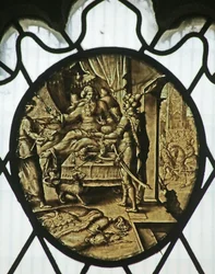 Rundel: König Ahasverus mit Haman (das Buch Esther)