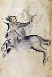 Sloane 3983 f.9v Zeichnung des Schützen; aus einer Übersetzung eines persischen astrologischen Traktats, 