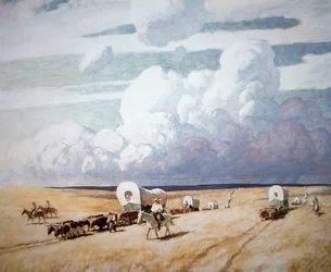 Planwagen ziehen nach Westen