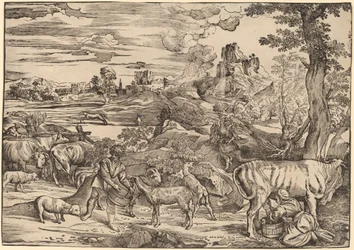 Landschaft mit einer Milchmagd