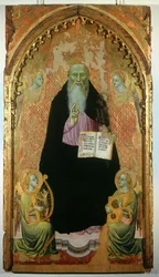 St. Antonius Abt hält das Buch der Antoniten, 1371