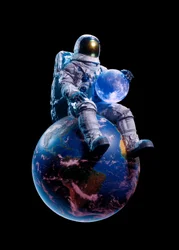 Astronaut hält blauen Mond