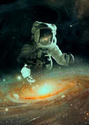 Astronaut über der Galaxie