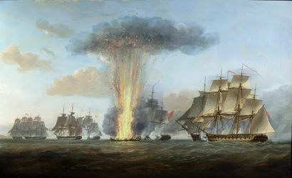 Die H.M.S. „Lively“ kapert die spanische Fregatte „Clara“ vor Kap St. Mary, um 1806