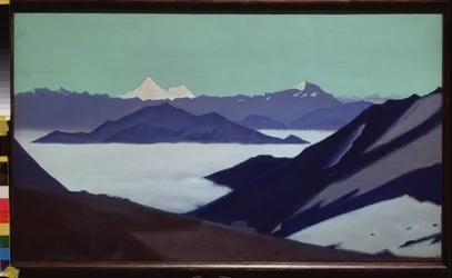 Himalaya (Tibet). Nebel in den Bergen