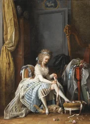 Frau bei ihrer Toilette