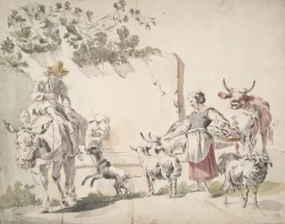 Bauern auf dem Weg zum Markt