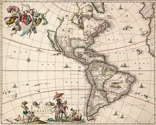 Karte von Amerika, ca. 1671
