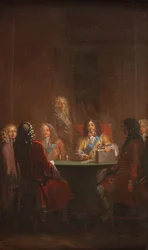 Christian V. präsentiert das dänische Gesetz 1683