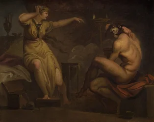 Fotis sieht ihren Liebhaber Lucius in einen Esel verwandelt. Motiv aus Apuleius